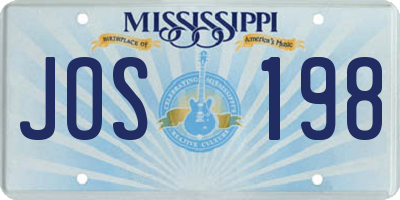 MS license plate JOS198