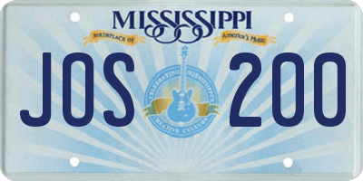 MS license plate JOS200