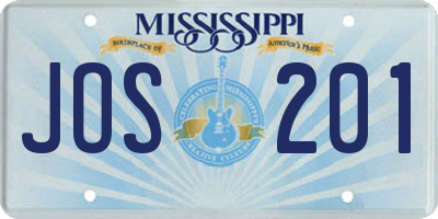 MS license plate JOS201