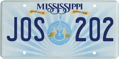 MS license plate JOS202