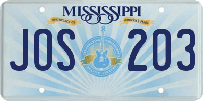 MS license plate JOS203