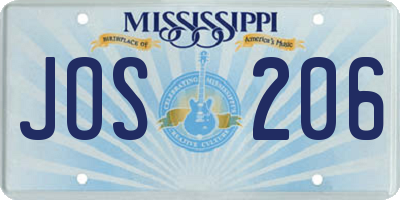 MS license plate JOS206