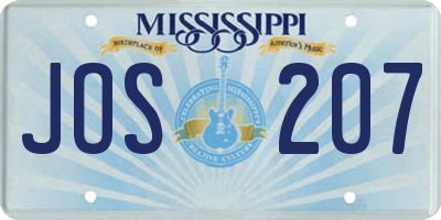 MS license plate JOS207