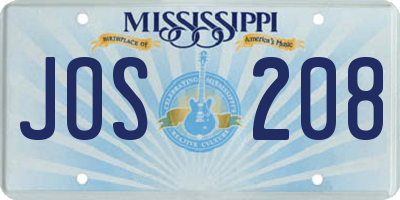 MS license plate JOS208