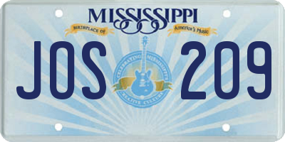 MS license plate JOS209