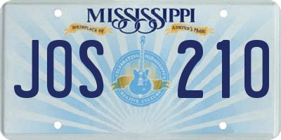 MS license plate JOS210