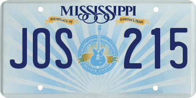MS license plate JOS215