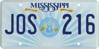 MS license plate JOS216