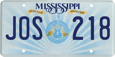 MS license plate JOS218
