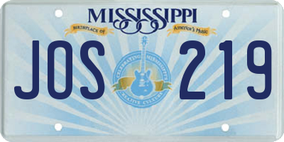 MS license plate JOS219