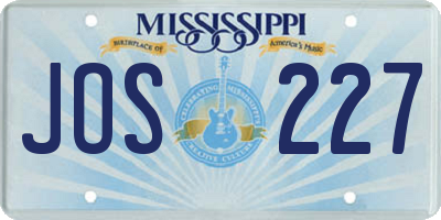 MS license plate JOS227