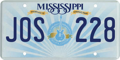 MS license plate JOS228