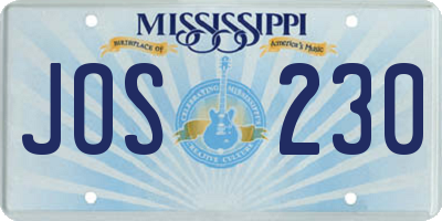 MS license plate JOS230