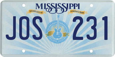 MS license plate JOS231