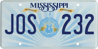 MS license plate JOS232
