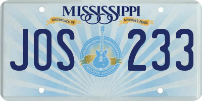 MS license plate JOS233