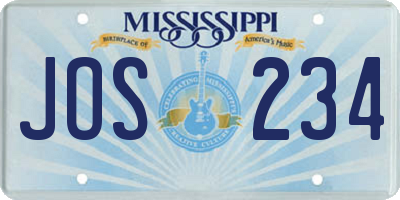 MS license plate JOS234