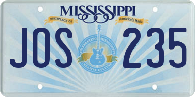 MS license plate JOS235