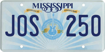 MS license plate JOS250