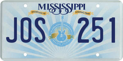 MS license plate JOS251
