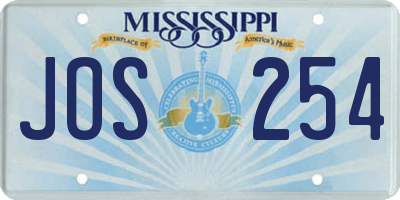 MS license plate JOS254