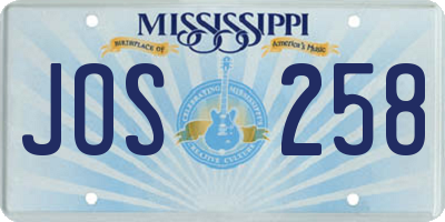 MS license plate JOS258