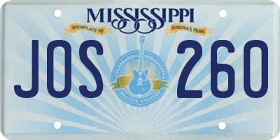MS license plate JOS260