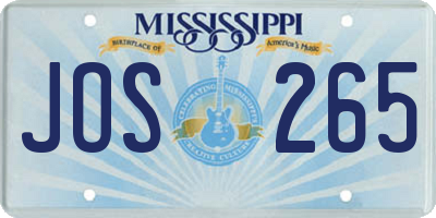 MS license plate JOS265