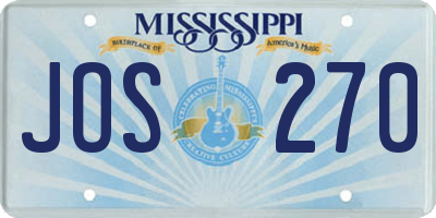 MS license plate JOS270