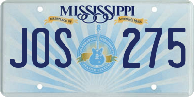 MS license plate JOS275