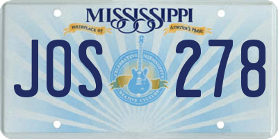 MS license plate JOS278