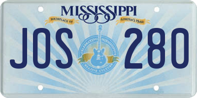 MS license plate JOS280