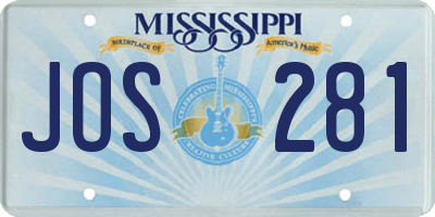 MS license plate JOS281