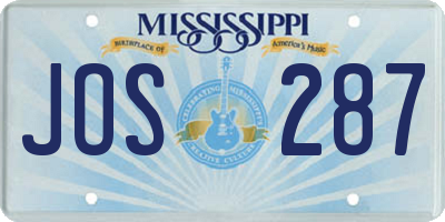 MS license plate JOS287
