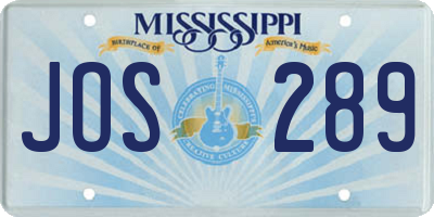MS license plate JOS289