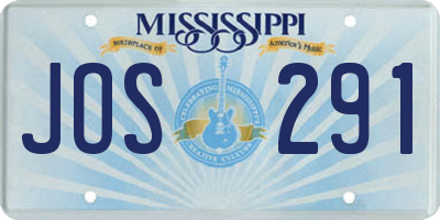 MS license plate JOS291