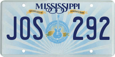 MS license plate JOS292