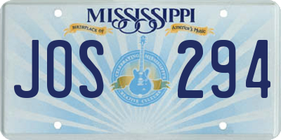 MS license plate JOS294