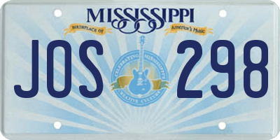 MS license plate JOS298