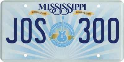 MS license plate JOS300