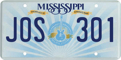 MS license plate JOS301