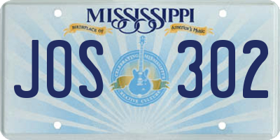 MS license plate JOS302