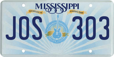 MS license plate JOS303