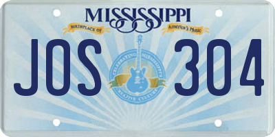 MS license plate JOS304