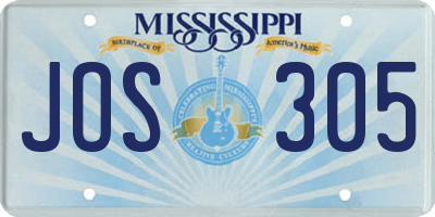 MS license plate JOS305