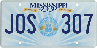 MS license plate JOS307