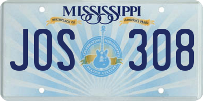 MS license plate JOS308