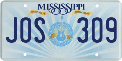 MS license plate JOS309