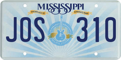MS license plate JOS310
