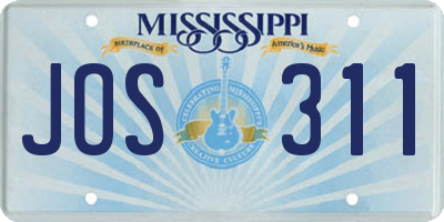MS license plate JOS311